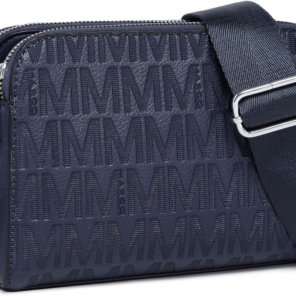 Women Small Faux Leather Crossbody Bag with Triple Zips Adjustable Strap